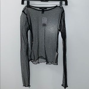 black, see through crop top